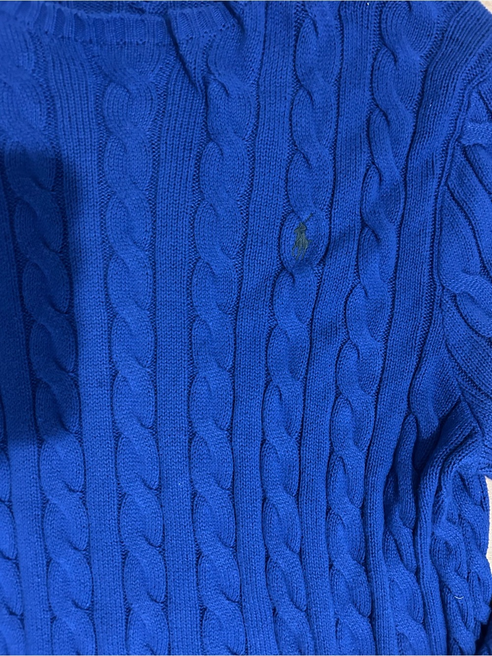 Ralph Lauren Men’s Blue Cable Knit Crewneck Sweater - Picture 2 of 5